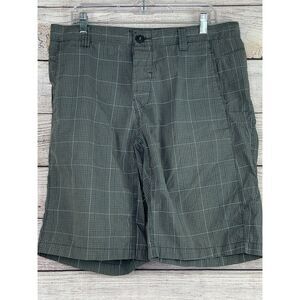 The North Face Mens Shorts 36 Grey Plaid Reflective Flat Front Button Fly Casual